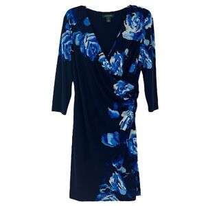 LAUREN RALPH LAUREN Floral Old Money Jersey Dress, Blue Multi Romantic Dress